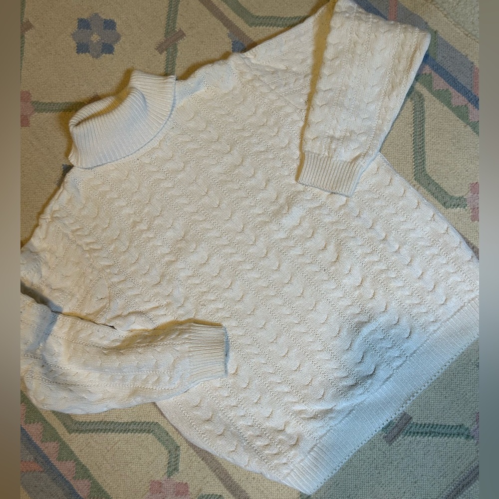 Jeanne Pierre cabled turtleneck, 100%cotton, size S